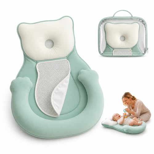 Multipurpose Baby Activity Nest Pillow Waterproof Washable Mat & Travel Bag | 0-6 Months Foldable Baby Nest Extra Replacement Mat Bear Shaped Fun Design Versatile New Born Essential Supervised Use Only