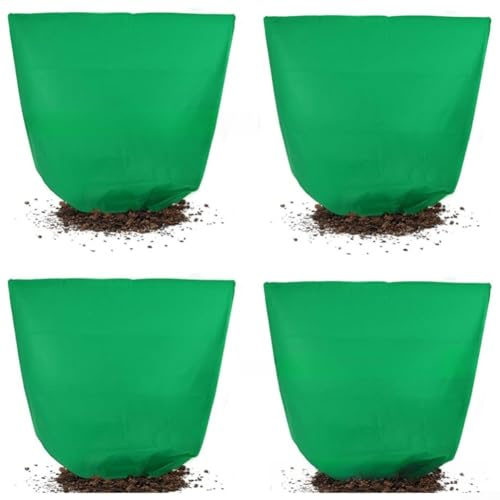 Paquete de 4 fundas de protección contra heladas de plantas hechas de tela gruesa no tejida, proporcionando un blindaje fiable contra el frío y las heladas para jardín y patio para plantas (verde)