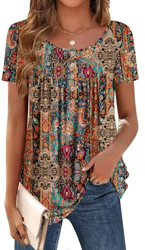 Zeagoo T Shirt Femme Manches Courtes Été Shirt Chic Élégant Chemisier