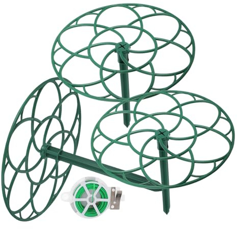 SEWACC Tuteur pour Plantes Grimpantes 3 Pièces Hauteur 25 Cm Diamètre 28 Cm Vert Lien de Fixation, Support Multi-Niveaux pour Tournesols, Cactus, Orchidées – Jardin, Balcon, Terrasse