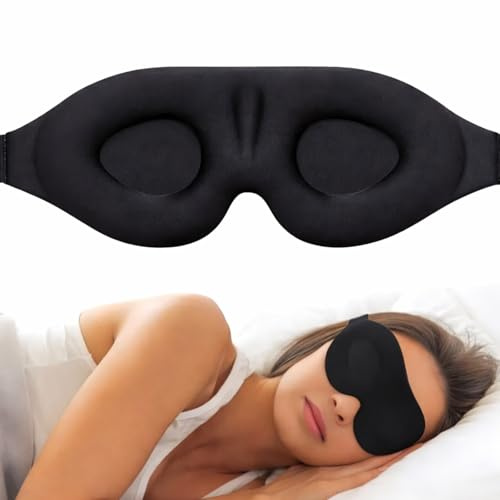 Sleep Eye Mask for Sleeping, 100% Blackout 3D Contoured Mask, Ultra Soft Memory Foam, Light Blocking, Adjustable Blindfold for Travel, Insomnia, Naps, Men & Women.