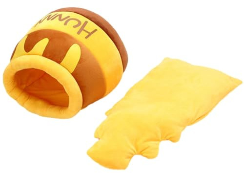 Lit pour chat d'intérieur - Maison d'hiver chaude pour animaux de compagnie, lit pour chat, multifonction, nid de pot de miel de dessin animé, tente pour chat, lit de grotte moelleux et doux, nid pour