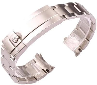 ROUREOX Bracciale Orologio Acciaio Massiccio Curvo Cinturino Metallo Chiusura Scorrevole Braccialetto Ricambio 20mm 21mm per Rolex Submariner-20mm
