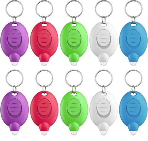 Fofuo 10 Pack Mini Keyring Torches LED Flashlight Keychain, 5 Color