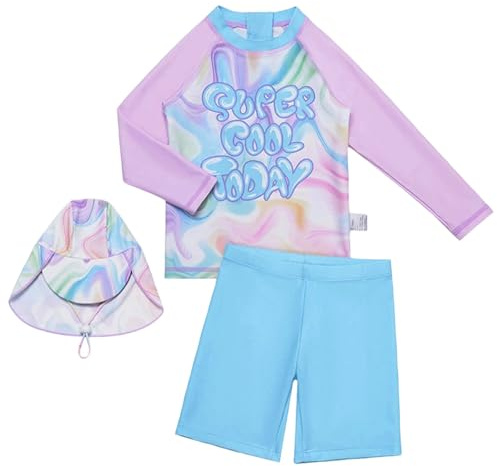 Bañadores Niña | Traje de Baño de Manga Larga para Niñas Conjunto de Dos Piezas con Top y Shorts Solar para y Adolescentes
