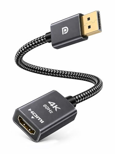 Displayport auf HDMI Adapter 4K - Unidirektional DP 1.2 Computer auf HDMI 2.0 Bildschirm, DisplayPort auf HDMI Adapter (Stecker auf Buchse) kompatibel mit Lenovo Dell HP und Anderen passiven