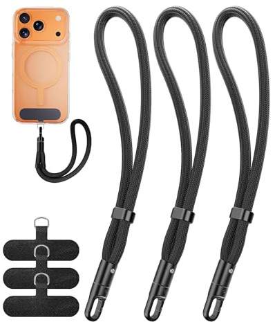 COCASES Phone Lanyard, 3 Pack Phone Wrist Strap Lanyard with 3x Tether Tabs Anti-Theft Adjustable Cell Phone Strap 360°Rotating Wristlet Keychain for Smartphones