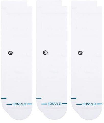 Stance Icon Casual Crew Socks 3-Pack, White, Large