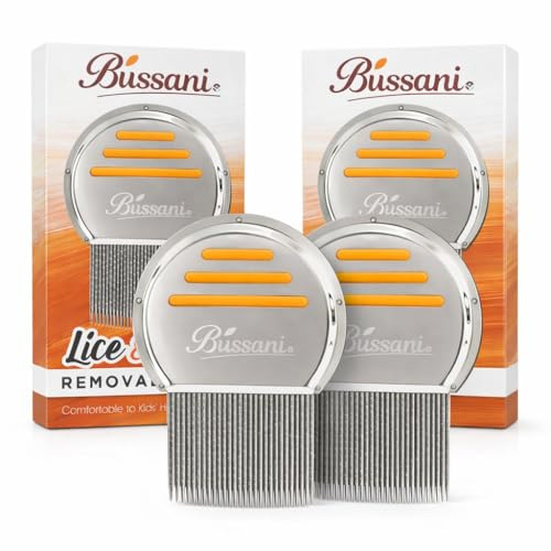 Bussani löskam för barn och vuxna | lössbehandling | Nit kam för löss ägg | lössborste | Peine para Piojos y Liendres | mjällkam | psoriasis kam | lus kam - 2-pack