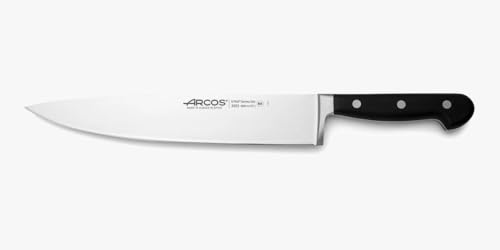 Arcos Cuchillo Chef Acero Inoxidable. Cuchillo cocina profesional multipropósito para cortar y limpiar verduras. Mango ergonómico polioximetileno y Hoja 260 mm. Serie Opera. Color negro.