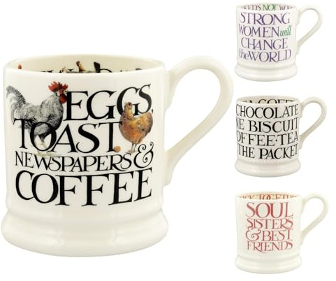 Emma Bridgewater große Tasse 1/2 Pint, Keramik Kaffeetasse groß - Steingut Tasse, Cappuccino, Latte, Kaffee, Teetasse - Schöne Tassen, Geburtstagsgeschenk - Kaffeebecher Rise & Shine