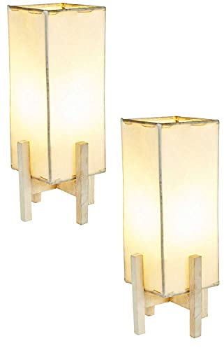 2er Set Orientalische Tischlampe Janka 30cm Lederlampe Quadratisch Lampe | Marokkanische kleine Tischlampen aus Metall, Lampenschirm aus Leder | Orientalische Dekoration aus Marokko, Farbe Beige