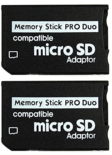 Memory Stick PRO Duo Adapter, microSDHC TF Card microSD to Memory Stick MS PRO Duo Card for Sony PSP, PlayStation Portable, Cybershot Digital Camera, Handycam, PDA (Pack of 2)