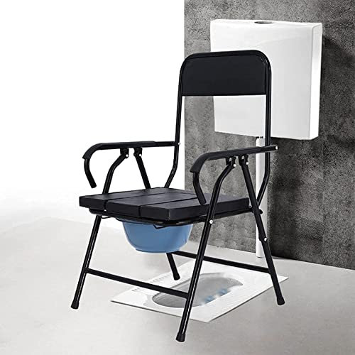 SLRMKK Duschstuhl WC-Badewanne 4 in 1 Multifunktionales tragbares Stahlrohr-Bidet-Dusche Nachttisch-Toilettenstuhl mit abnehmbarem gepolstertem Sitz und Töpfchen Behinderte/Schwanger/Ältere