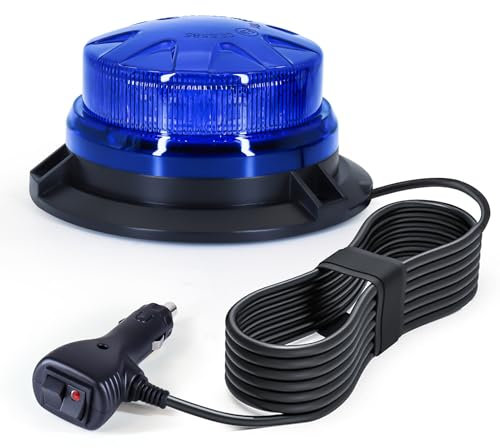 antom Gyrophare Magnetique Bleu LED, 12V-24V Jaune LED Avertissement et 3 Meters cordons pour chariot élévateur de véhicule Tracteur de golf UTV Car Bus…