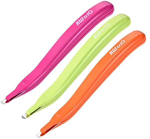 sourcing map Staple Remover Tools, Magnetic Staplers Puller for Office Home Desktop Accessory, Green Orange Rose Red Pack of 3