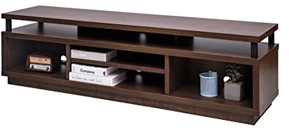 Iris Ohyama, Lowboard, Fernsehtisch, TV-Bank, TV-Halterung für Bildschirme bis zu 65 Zoll, 5 Regale, Kabelauslass, Zeitgenössisch, Schlafzimmer, Wohnzimmer - TV Cabinet Middle OTS-150M - Braun