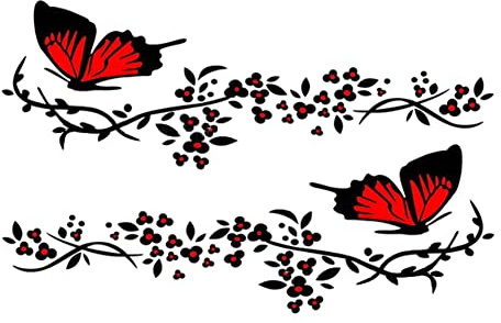 iSpchen Autoaufkleber 2 Stück 3D Blumen Schmetterling Aufkleber Personalisierte Abziehbilder Auto Stoßstangen Motorhaube Karosserie Tuning Sticker Styling Wände Laptop Dekoration Aufkleber,30cmx11cm