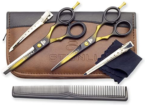 Stonli Hairdressing Scissors for Hair Cutting - Stainless Steel 5.5 inch Hair Scissors Set with Sharp Edge Barber Scissors - Hair Cutting Scissor with Comb and Pouch