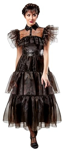 Rubies 1000853S000 Wednesday Rave 'N Dance kostym addams vuxen maskeradklänning, flickor, svart, 10-12 halloween halloween