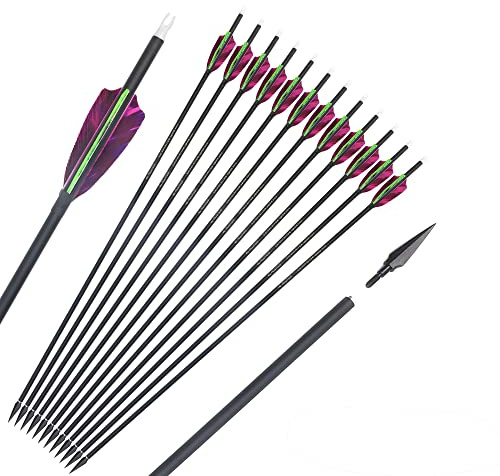 ACCMOS ID 6,2 mm Spine 300 350 400 500 600 700 800 Jagdpfeil 3 Zoll Camo Feder Übung spfeil für Compound Bogen Recurve Bogen Bogenschießen 24 Stück (Spine 700, 31inch)