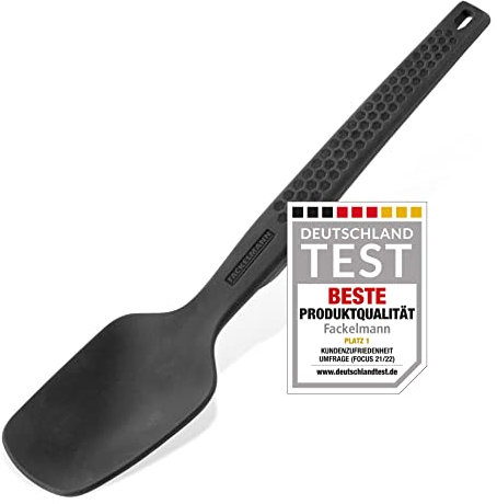 Fackelmann Statement Servierlöffel mit Lift-Up-Funktion – Kochlöffel mit ergonomischem Griff – Geeignet für beschichtete Töpfe und Pfannen – ca. 30 x 6,5 x 3,5 cm, Grau