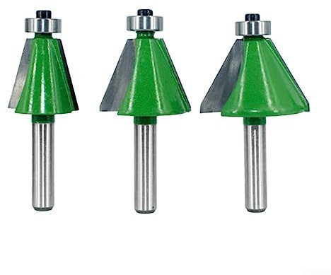 DAZZLEEX Schrägfräser-Set für Holzbearbeitung, 15/22,5/30 Grad, 8 mm Schaft, Fasenfräsen-Set für Holzarbeiten