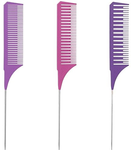 INGJIA 3 Taglie Pettine a coda pettine capelli, ideale per ciocche, pettine professionale antistatico per parrucchieri, dentatura per cotonare, per tinte,adatto per uomini e donne