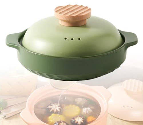 Olla sopera de gran capacidad, Cocotte Cuisine Pentola Di TerreOlla de barro cocido, olla de barro cocido de cerámica para estofado mate para cocinar en familia y comidas festivas (Color : Green, Si