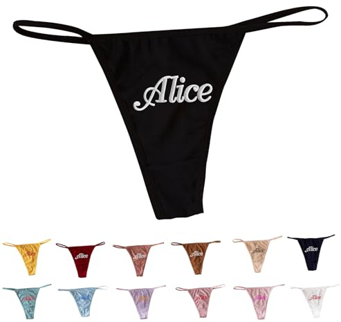 GOOBRRL Perizoma Donna Personalizzato con Nome Mutandine Intimo Sexy T-String Womens G String Panties Compleanno San Valentino Perizoma Idee Regalo per lei, Stile 7-Ricamo Nome