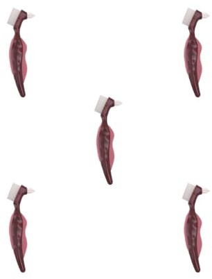 Set di 5 spazzolini per denti falsi, multi-strato, ergonomici, doppio strumento di pulizia orale, impugnatura facile, multi-angolo, forniture per la cura dentale da donna, rosso