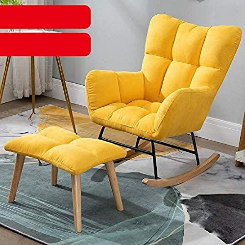 ZYWWW Schaukelstuhl-Liegestuhl mit Massivholzbeinen – moderner Schaukelstuhl mit Hocker für Schlafzimmer und Wohnzimmer – entspannendes Einzelsofa in den Farben Rosa, Grün und Blau