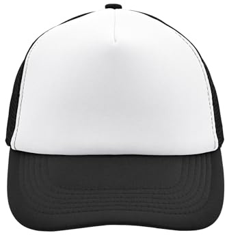 noTrash2003 Trucker Mesh Baseball Cap Truckerhat Unisex Einheitsgrösse und Kindermodelle Basecap Baseball-Hat 30 Farben Einfarbig Zweifarbig Polyester Baumwolle (Weiß-Schwarz)