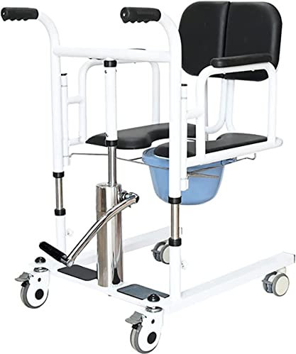 Patientenlift, 330 Pfund, hydraulischer Transferrollstuhl für den Heimgebrauch – 180° geteilter Duschstuhl, Nachtstuhl mit Töpfchen – Leichter und tragbarer Patientenlift und Transferstuhl für das Au