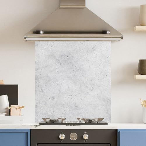 Toughened 6mm Glass Kitchen Splashback 70 x 75cm White Marble Effect - Polished Heat Resistant Back Splash for Cookers Hob