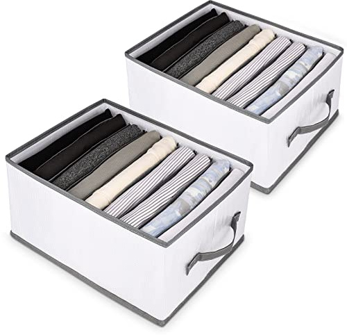 sprecenk Organizer Cassetti Armadio, 9 Griglie Divisori Cassetti Organizer er Jeans Scatola, 2PCS Pieghevole Scatole Portaoggetti Per Magliette, Pantaloncini, Gonne, Grigio Chiaro