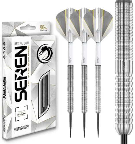 RÖDA DRAGON Darts – Seren Pure 1 22 g – 90 % volfram professionella stålspetspilar med dartflyg och dartaxlar (stammar)