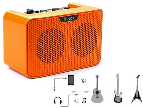 RuiJOTWAT Amplificatore per chitarra elettrica altoparlante amplificatore per chitarra elettrica da 10 watt, altoparlante arancione