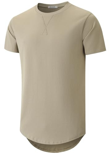 VEIISAR Herren Heavy Duty T-Shirt mit Herren 100 Baumwolle Dickes Longline T Shirt Preshrunk (X363 Grey XL)