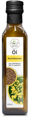 Health Seed® Olio di enotera non filtrato – Bottiglia di vetro pressato a freddo – Fresco dal produttore – 250 ml