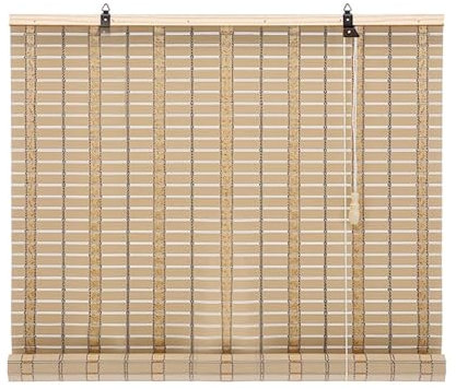 Impermeabile Tende a Rullo In Bambù per Esterni PVC Tende Avvolgibile Tende da Sole con Sollevatore 50cm 60cm 70cm 80cm 90cm 100cm 120cm Larghezza Retrò Tapparella Protezione Solare(W90xH280cm)