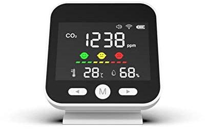 KONGMM Air Quality Detector, Carbon Dioxide Detector CO2 Detector Wireless Connection Tuya WiFi Mini Desktop Air Quality Detector for Home Office School