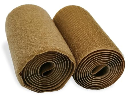 Coyote Brown Hook and Loop Tape 4 inch Wide Non-Adhesive 1 Yard Length Sew On Nylon Fabric Fastener Strong Grip Roll Ideal for Military Gear Uniform Clothes Bags Shoes Pants DIY Projects Crafts