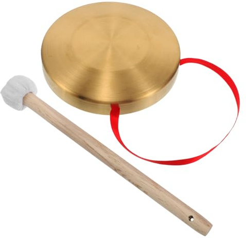Toddmomy Gong De Cobre Aleación Con De Madera Para Percusión Tradicional Instrumento Versátil Para Meditación Fiesta y Desarrollo Musical Infantil