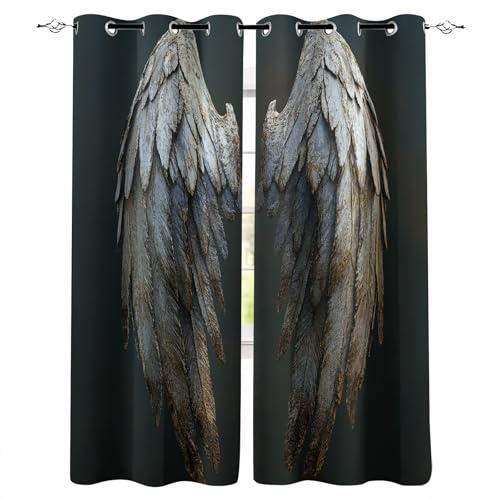 Generico tenda camera da letto 160X200cm(HxB) Ali tenda fonoassorbente Copertura oscurante in poliestere per camera da letto, occhielli e stile contemporaneo A92