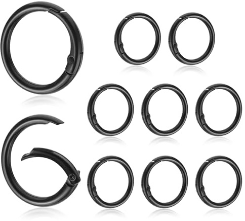 10 Stück Rund Karabinerring O-Ring Clip Schlüsselanhänger, Metall Runde Federspaltringe Runde Karabiner Clips Snap für Schlüsselringe Schnalle, Taschen, Geldbörsen (Gunmetal,25mm)