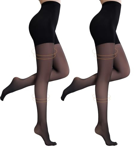 Yilanmy Kompressionsstrumpfhose Damen 30 DEN Transparent | 2 Paar Sanfter Stützstrumpfhose, atmungsaktiv & leicht, ideal für Arbeit & Reise