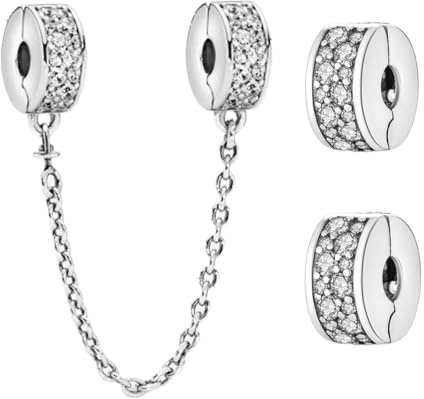 Doyafer 925 Sterling Silber Clips Charms Sicherheitskette Set Silikon Spacer Perlen Stpper Charms für Armbänder Frauen Freunde Geschenk