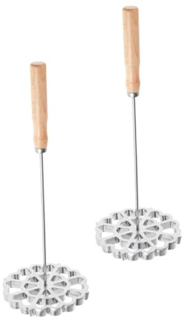 OUNONA 2pcs Rosette Iron Maker Set Bunuelos Cookie Mold Achappam Molds Kitchen Frying Snack Spoon Waffle for Home Cooking
