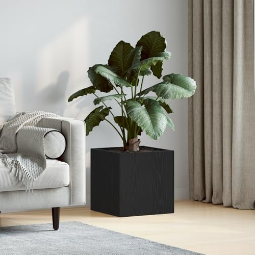 QJBSAVVA Fioriera Cubica in Legno Nero per Piante 40x40x40 cm da Interno ed Esterno Fioriera Moderna per Balcone Giardino Orto